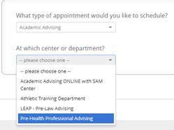 Department drop down menu