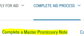 Complete a Master Promissory Note link