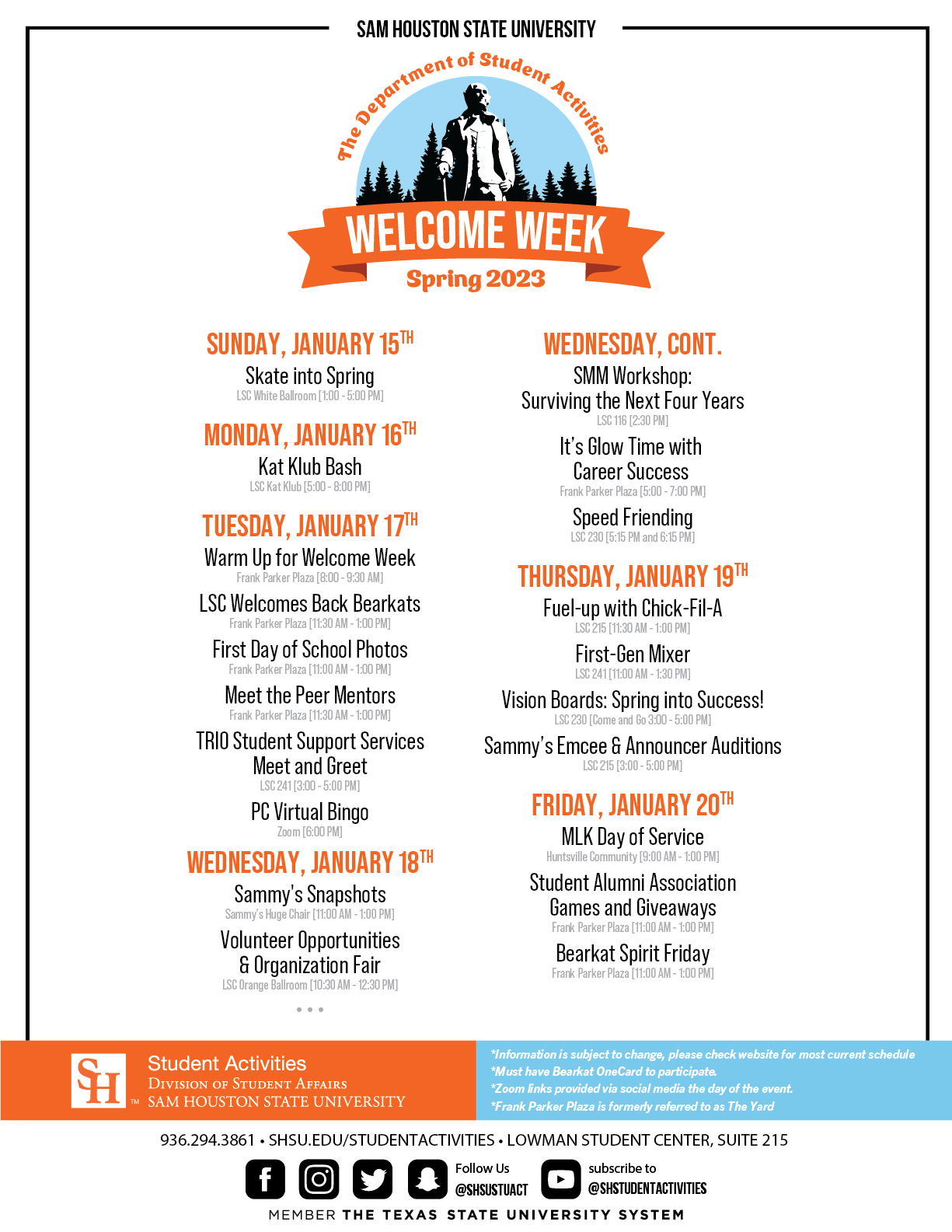 Welcome Week | Special Events | Sam Houston State University welcome-week-special-events-sam-houston-state-university