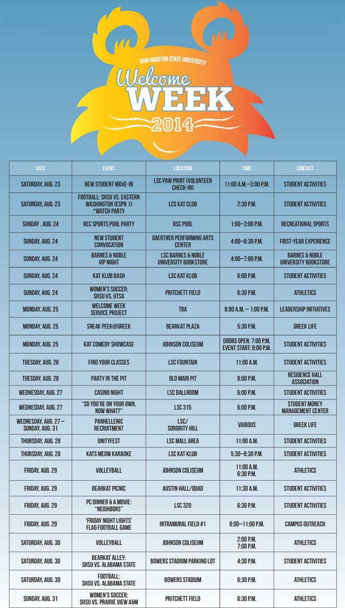 Week Special Events Sam Houston State University