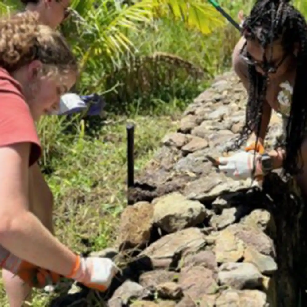 SHSU  Environmental and Geosciences students working at a dig.