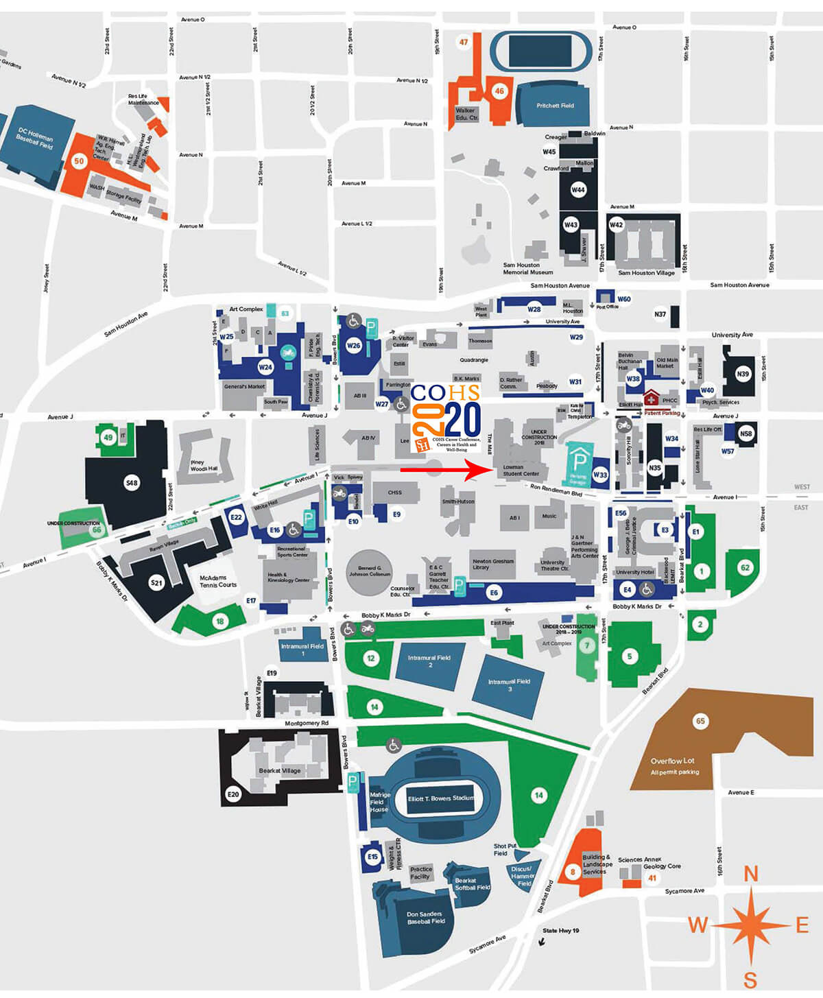 Map - Career Conference - Health Sciences - Sam Houston State University