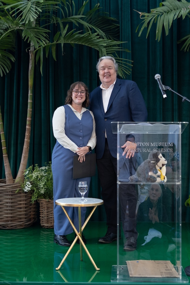 Sydney Berenzweig with Houston Museum of Natural Science's President and Curator of Gems & Minerals, Joel Bartsch. 