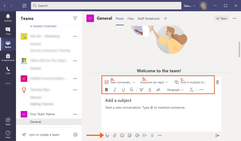 Microsoft Teams: Creating a Post