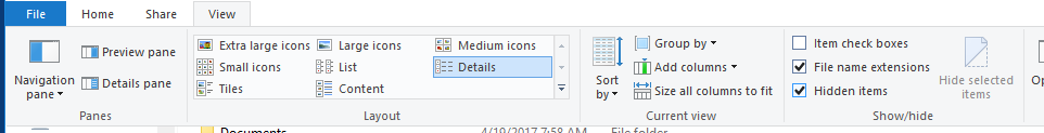 Show Hidden Items toolbar option