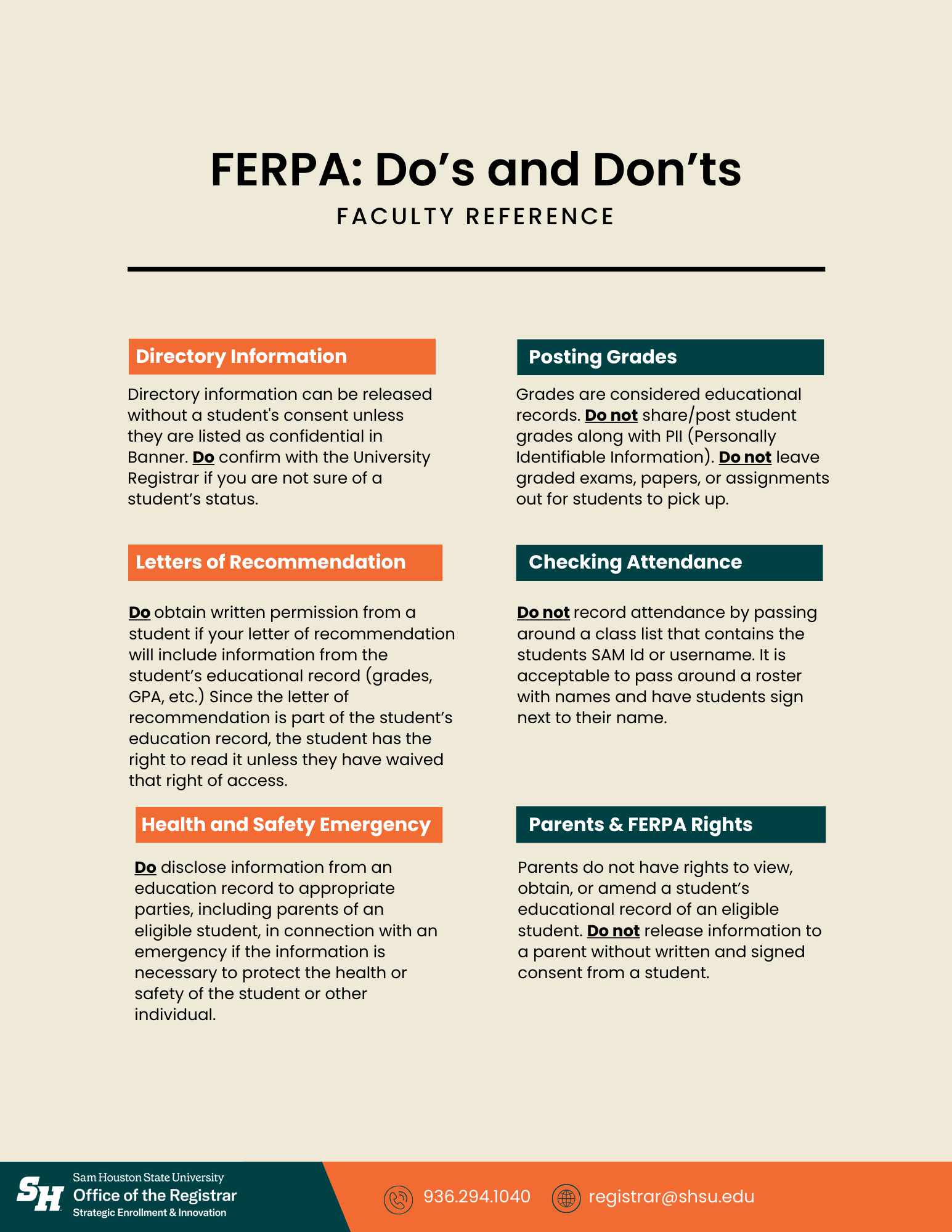 FERPA Do's and Don'ts