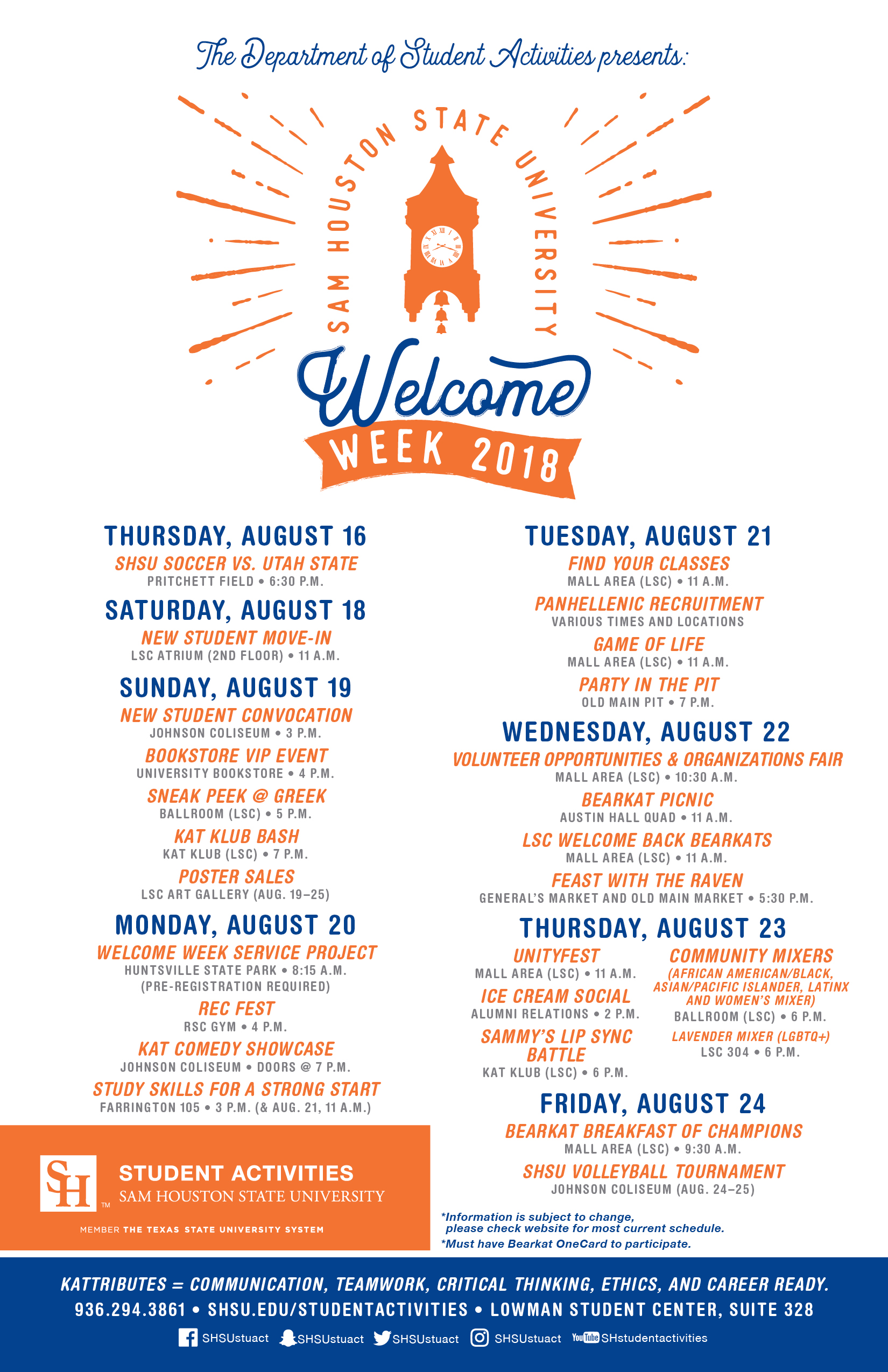 Week Special Events Sam Houston State University